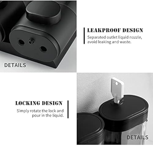 2-Chamber Soap Dispensers Wall Mount,400ml Bathroom Shower Dispenser,Press Manually Lotion Shower Soap Dispenser Use for Home,Bath,Kitchen,Hotels,Apartment,Restaurants(Black) - color: Black, size: 2 Chamber