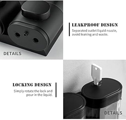 2-Chamber Soap Dispensers Wall Mount,400ml Bathroom Shower Dispenser,Press Manually Lotion Shower Soap Dispenser Use for Home,Bath,Kitchen,Hotels,Apartment,Restaurants(Black) - color: Black, size: 2 Chamber