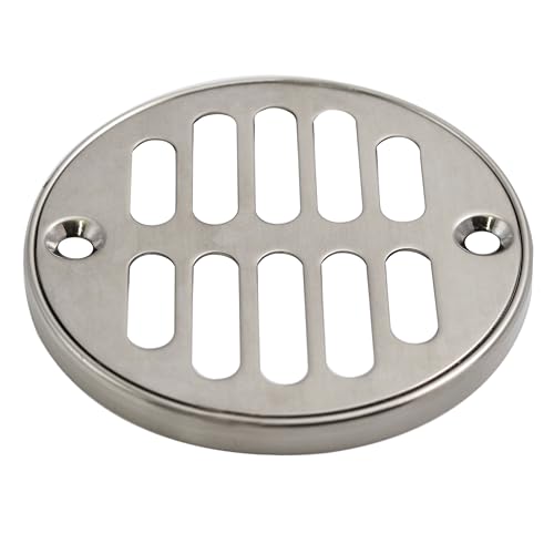 Westbrass R313-07 4-1/4" Brass Shower Tile Square with 3-1/2" OD Round Strainer Grid Drain Cover, Satin Nickel - color: Satin Nickel, size: 1-Pack