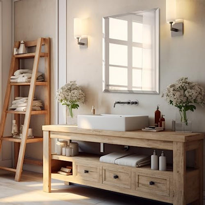 Beveled Mirror 24x32 Frameless Bathroom Wall Mirror Shatterproof | Modern Wall Mount Vanity Mirror, Hangs Horizontally or Vertically, for Over Sink, Living Room, Bedroom, Upgraded Packing - size: 32"L x 24"W