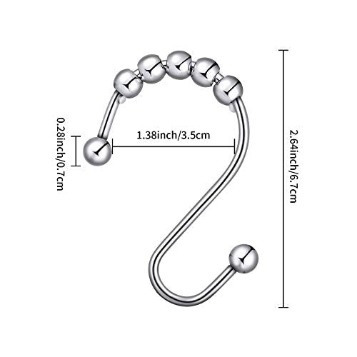 Hotop Shower Curtain Hooks Rings Rust Resistant Stainless Steel Hook Hangers for Bathroom Shower Curtain Kitchen Utensils Clothes Towels(12 Pieces)