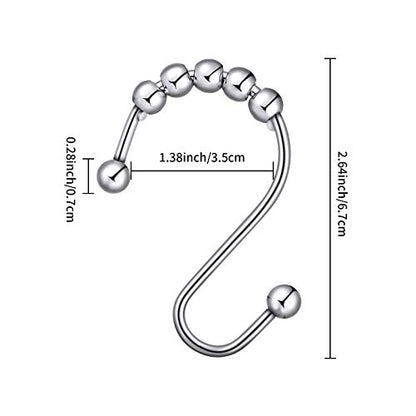 Hotop Shower Curtain Hooks Rings Rust Resistant Stainless Steel Hook Hangers for Bathroom Shower Curtain Kitchen Utensils Clothes Towels(12 Pieces)