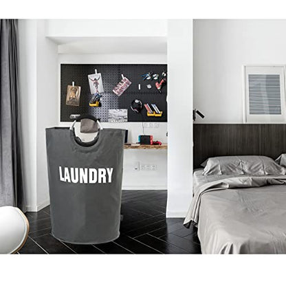 DOKEHOM 160L XX-Large Laundry Basket (7 Colors), Collapsible Laundry Bag, Foldable Laundry Hamper, Folding Washing Bin (Dark Grey, XXL) | Freestanding tall washing bin & foldable laundry bag. Extra large clothes storage basket with durable sturdy handles