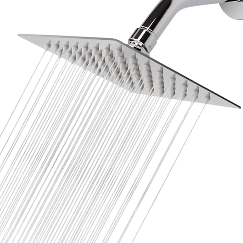 NearMoon Rain Shower Head, High Flow Stainless Steel Square Rainfall Shower, High Pressure Design, Awesome Shower Experience Even At Low Water Flow (6 Inch, Chrome Finish) - color: Chrome Finish, size: 6 Inch Square