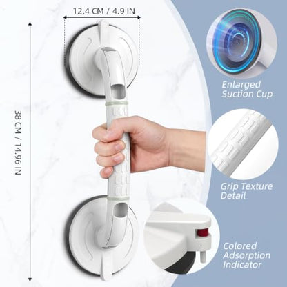 Upgraded Version Grab Bars for Bathtubs and Showers Suction Grab Bar, Heavy Duty Safety Shower Grab Bars for Seniors and Elderly, Handicap Bars for Bathroom Waterproof, White
