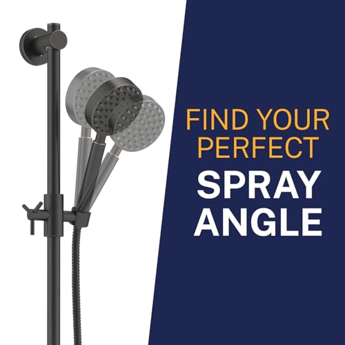 HammerHead Showers® SOLID METAL 27.5 Inch Shower Slide Bar Set and Handheld Shower Head with Hose — OIL RUBBED BRONZE — 1.75 GPM Low Flow Spray Wand — Easily Adjust Height & Angle of Handshower - color: Oil Rubbed Bronze, size: 1.75 GPM