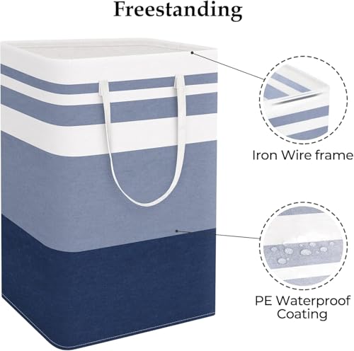 StorageRight Laundry Basket Hamper Large Collapsible Laundry Hamper with Easy Carry Handles，Freestanding Clothes Hampers for Laundry, Bedroom, Dorm, Clothes, Towels, 75L, Gradient Blue | Freestanding Clothes Hampers, Foldable design, with Easy Carry Handl