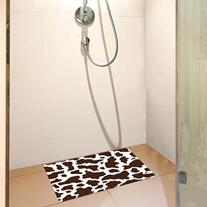 Bath Tub Mat Non Slip Shower Mat Cow Print Extra Long Bathtub Mat 26.8x15 inches Bathroom Bath Mat with Suction Cups Drain Holes Machine Washable - color: Cow Print