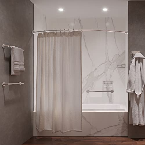 Gatco 827C Modern Minimalist Curved Shower Curtain Rod, Adjustable 42"–72" Wall Mounted Stainless Steel Shower Rod, Chrome Finish Bathroom Shower Rod, Curved Design Expands Shower Space Up to 8 Inches - color: Chrome