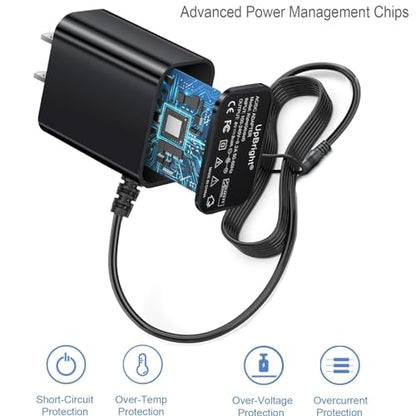 UpBright 2-Prong 9V AC/DC Adapter Compatible with LABIGO LA2 LA3 Pro KS-2629 KS-2639 7.4V 2500mAh Li-ion Battery Electric Bathroom Spin Scrubber Cordless Shower Cleaning Brush Power Supply Charger PSU