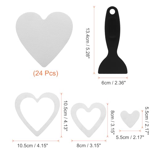 HARFINGTON 24pcs Non Slip Bathtub Stickers Bath Shower Floor 4" Anti-Slip Adhesive Sticker Tape Heart Style Decals with Scraper for Bathroom Kitchen Bathtub Treads Stairs, White - color: White