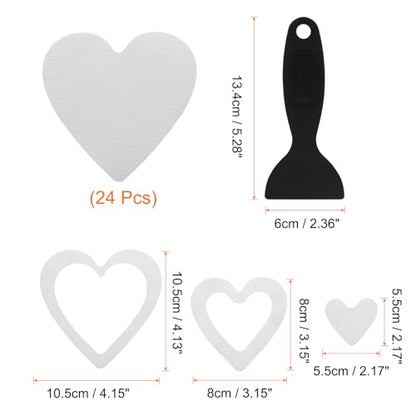 HARFINGTON 24pcs Non Slip Bathtub Stickers Bath Shower Floor 4" Anti-Slip Adhesive Sticker Tape Heart Style Decals with Scraper for Bathroom Kitchen Bathtub Treads Stairs, White - color: White
