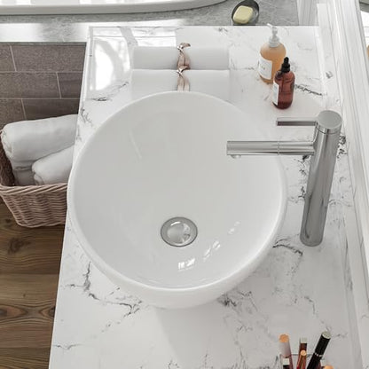 MEJE 16x13-Inch Oval White Ceramic Vessel Sink,Modern Egg Shape Bowl, Above Counter Bathroom Vanity Sink - color: Oval -White