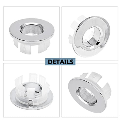 3 Pack Sink Overflow Ring, Chrome Brass Basin Drain Cover | Fits 22-25mm Overflow Hole, Tool-Free Flex Buckle Install, Anti-Aging Rust Proof, for Ceramic Bathroom Kitchen Sink - color: Chrome -- 3 Pack, style: Copper