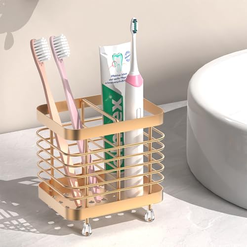Luxspire Toothbrush Holders for Bathroom, Stainless Steel, 2 Slots, Rose Gold - color: Rose Gold, size: 2 slots