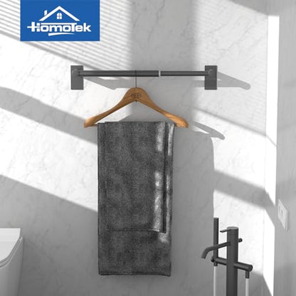 Adhesive Adjustable Towel Bar, Self Stick Bathroom Towel Holders, HOMOTEK Bathroom Rod Size from 14 Inch to 24.5 Inch Single Hanger for Kitchen(Thickened 1 Pack Matte Black) - color: Heavy Duty-self-adhesive-matte Black, size: 1 Pack