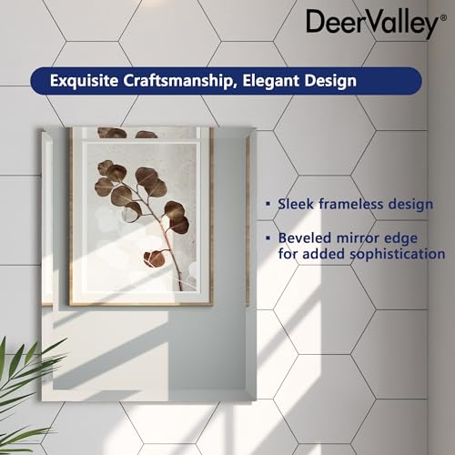 DeerValley 15 x 19 Inch Recessed Medicine Cabinet with Mirror, Bathroom Mirror Cabinet, Vanity Cabinet with Double-Sided Mirrors, Rectangular Beveled Edge Slow-Closing Door - size: 15" x 19"