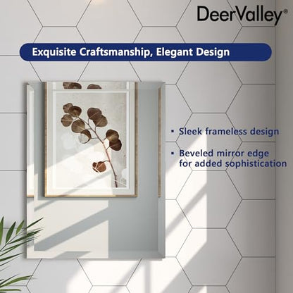 DeerValley 15 x 19 Inch Recessed Medicine Cabinet with Mirror, Bathroom Mirror Cabinet, Vanity Cabinet with Double-Sided Mirrors, Rectangular Beveled Edge Slow-Closing Door - size: 15" x 19"