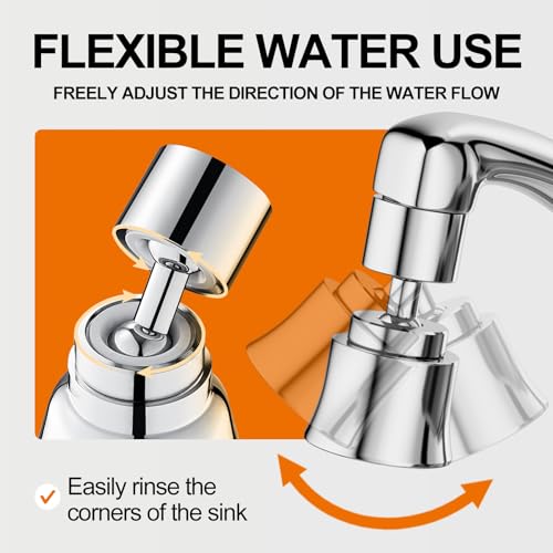 Metal Swivel Sink Faucet Aerator/Extender | 360° Swivel Faucet Sprayer Nozzle for Kitchen Bathroom, Dual Modes Sink Sprayer Attachment, Anti-clogging Design, Silver - color: Chrome