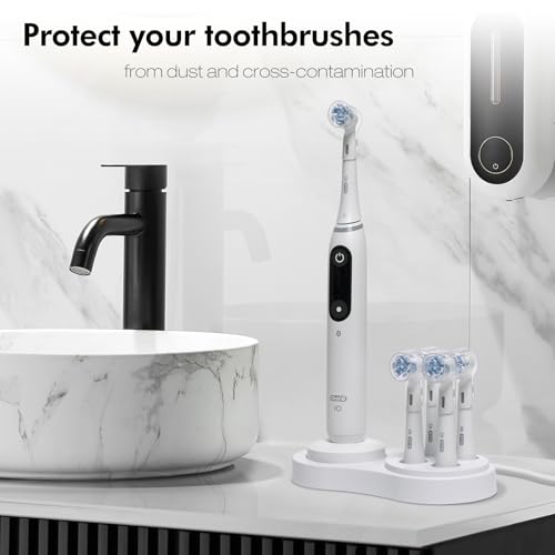 Toothbrush Head Covers & Toothbrush Holder for Oral B & iO series, transparent and white - color: White and Transparent
