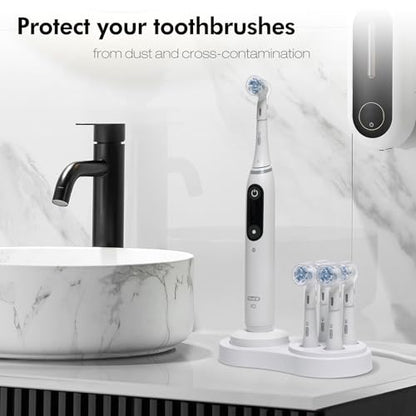 Toothbrush Head Covers & Toothbrush Holder for Oral B & iO series, transparent and white - color: White and Transparent