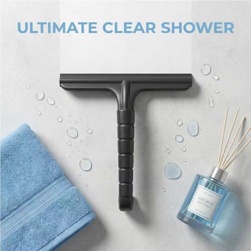 Shower Squeegee for Glass Doors - 8" Wide Silicone Blade, All-Purpose Bathroom Squeegee for Shower Glass, Tile Walls & Windows, Streak-Free Cleaner with Ergonomic Non-Slip Handle