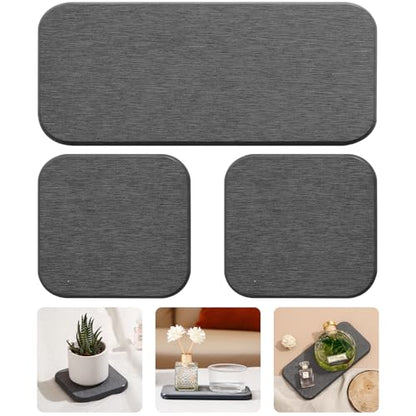 3PCS Water Absorbing Diatomaceous Earth Tray for Sink, Fast Drying Soap & Toothbrush Holders for Bathroom Counter, 1 Stone Tray, 2 Stone Coasters
