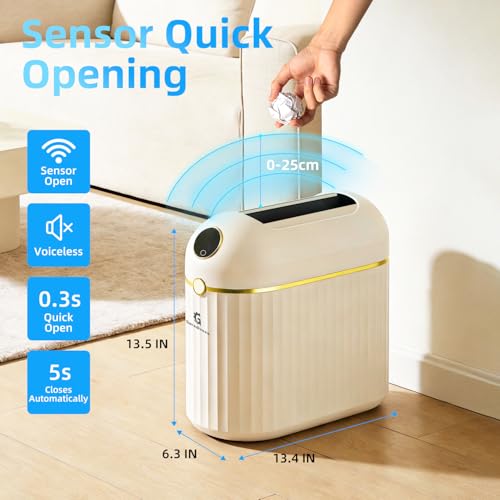 Self-Sealing & Self-Changing Trash Can, 2.7 Gallon Automatic Touchless Smart Bathroom Trash Can with Lid, Slim Waterproof Waste Bin for Bathroom, Bedroom and Offic - size: 2.7 Gallon-E
