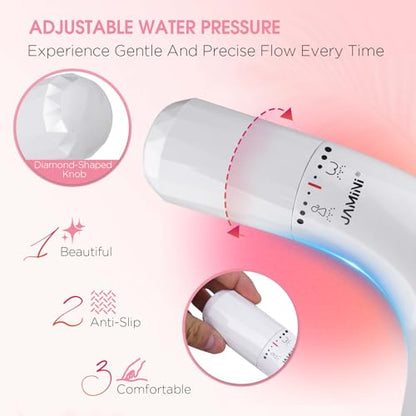 Jamini Ultra-Slim Non-Electric Toilet Bidet Attachment with Dual Nozzles, Rear and Female Front Wash, Single Cold Water with Adjustable Pressure, 0.23" Slim Design, Detachable for Easy Cleaning - style: Diamond Knob – Right