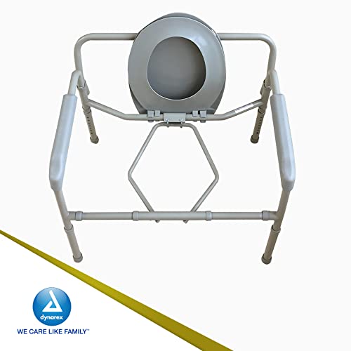 Dynarex Bariatric Folding Bedside Commode, 3 in 1 Portable Toilet Chair, Raised Toilet Seat and Toilet Safety Rail, 1 Commode - size: Bariatric