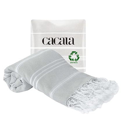 Cacala 100% Turkish Cotton Kitchen Tea Towels, Highly Absorbent Luxury Soft Quick Drying Dish Towel with Hanging Loop for Gym, Yoga, Bath, Sports, Cleaning and Kitchen (23 x 36), Silvergrey - color: Silver Grey
