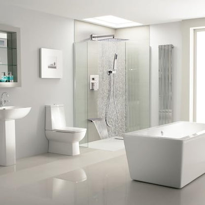 Shower Faucet Set with Tub Spout, Brushed Nickel Rainfall Shower System Complete Wall Mounted for Bathroom with 12 Inch Square Shower Head and Handheld Shower Head Rain Mixer Combo Set - color: Brushed Nickel, style: 12 Inch with Tub Spout