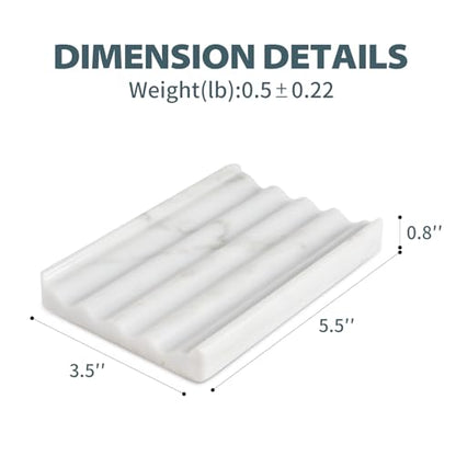 Soap Holder, Marble Soap Dish for Shower, Bar Soap Holder with Water Ripple Design, Easy Cleaning Soap Saver for Kitchen Sink，Bathroom, Executive Italian Natural Stone Soap Tray(Bianco Carrara) - color: Bianco Carrara