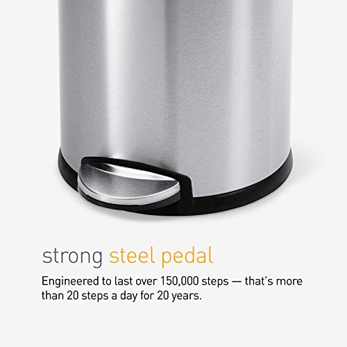 simplehuman 4.5 Liter Bathroom Trash Can, White Steel, Pack of 6 - color: White, size: 4.5 Liter / 1.2 Gallon (Pack of 6)