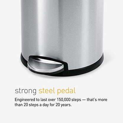simplehuman 4.5 Liter Bathroom Trash Can, White Steel, Pack of 6 - color: White, size: 4.5 Liter / 1.2 Gallon (Pack of 6)