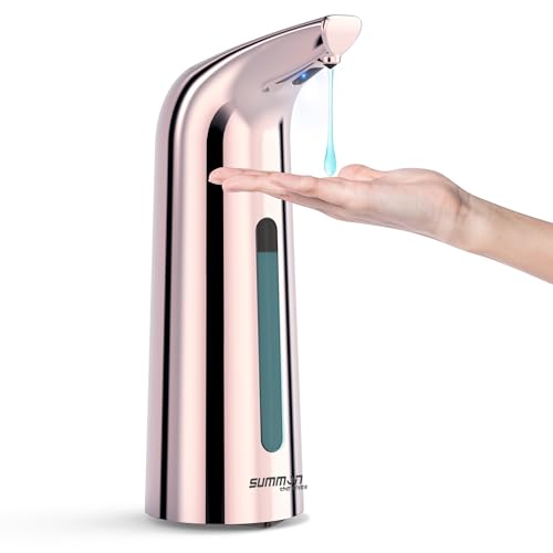 Automatic Liquid Soap Dispenser, 4-Level,13.5oz Touchless | Plastic,400ml Electric Battery Operated Hand & Dish Countertop Soap Dispensers with Sensor for Bathroom,Kitchen Sink - color: Rose Gold, style: Battery