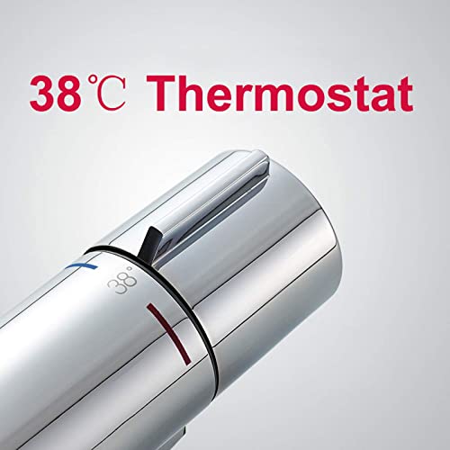 Thermostatic Shower System Bathroom, Wall Mounted Shower Set Modern with Overhead Shower Head, Adjustable Shower Mixer Set for Hotel Gym,Silver,Silver - color: Silver