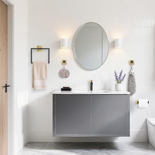 TURS Bathroom Accessory Set Black and Gold Towel Ring Set Stainless Steel Toilet Paper Holder Towel Ring Robe Hook Wall Mount - color: Black&gold