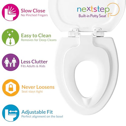 Mayfair NextStep Slow-Close Toilet Seat with Built-In Toddler Potty Training Seat, Removable, White, Round - size: Round, style: 2-in-1 Toilet Seat