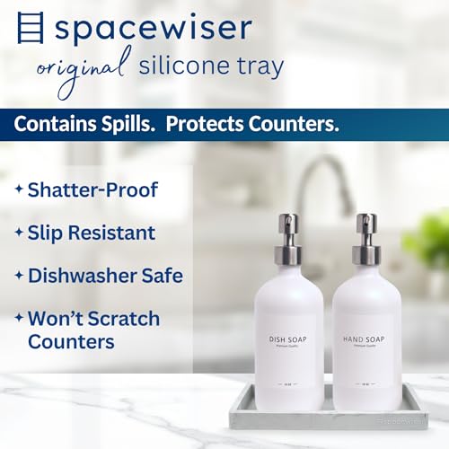 Countertop & Vanity Silicone Tray – 2 PC Small 7.7" Soap Tray | Kitchen Soap Tray Set, Dish Soap Tray for Kitchen Counter, Kitchen Sink Tray, Silicone Soap Dispenser Tray & Sponge Holder - color: Marble Design, size: 2 PC Small - 7"