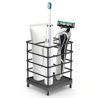 Toothbrush Holders with Quick Drying Mat—Black DiatomiteToothbrush and Toothpaste Holder for Bathroom—3 Slots Openwork Design Bathroom Counter Organizer for Electric Toothbrush,Razor, Toothpaste - size: Small