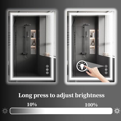 Koonmi 36x24 LED Bathroom Mirror, Shatterproof Mirror with Light | 90CRI Shatterproof Vanity Mirror with Backlit + Front Lit, Easy Install for Bathroom Hotel (IP65) - size: 36"L x 24"W