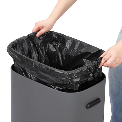 14.5 Gal/55L Trash Can with Lid, Automatic Touchless Garbage Can with Soft-Close Lid & Handle, Stainless Steel Waste Basket Motion Sensor Trash Can for Kitchen, Bathroom,Grey(No Inner Bucket) - color: Grey