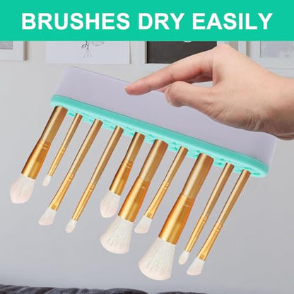 1Pcs Makeup Brushes Holder Silicone Make Up Brush Holder Stand Makeup Vanity Brush Holders for Painting Pen Brushes Nail Clippers Drill Pens Ruler Sewing Craft Tools (Green) - color: Green