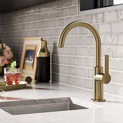 Kraus Oletto Single Handle Kitchen Bar Faucet in Spot Free Antique Champagne Bronze, Kitchen Sink Faucets, KPF-2822SFACB - color: Spot Free Antique Champagne Bronze, style: Bar Faucet