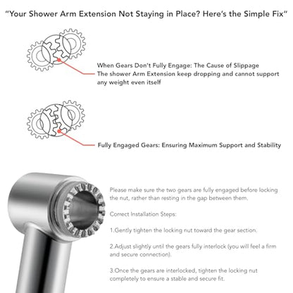 15 Inch Extra Long Adjustable Shower Head Extension Arm With Locking Set Screw, Singing Rain 304 Stainless Steel Angle Height Adjustable, G1/2 Universal Connector Compatible (Nickel Brushed) - color: 2. Nickel Brushed, style: 15 inch