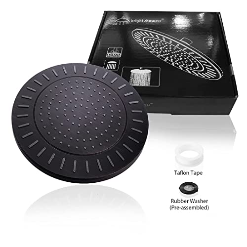 BRIGHT SHOWERS Rain Shower Head, 9 Inch High Pressure Waterfall Showerhead with Adjustable Angle and Anti-clogging Silicone Nozzles, Luxury Bathroom Overhead Shower, Oil-Rubbed Bronze - color: Oil Rubbed Bronze