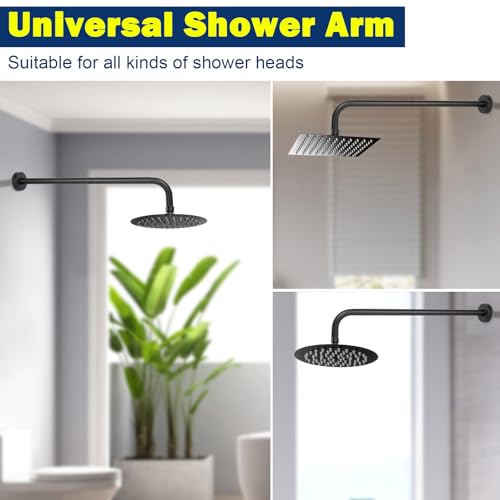 NearMoon Shower Arm, Extra Extension Arm with Flange, Stainless Steel Wall-Mounted Showerhead Extender Pipe (20 Inch, Matte Black) - color: Matte Black, style: 20 Inch
