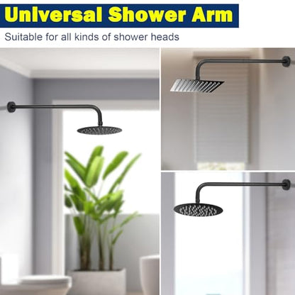 NearMoon Shower Arm, Extra Extension Arm with Flange, Stainless Steel Wall-Mounted Showerhead Extender Pipe (20 Inch, Matte Black) - color: Matte Black, style: 20 Inch