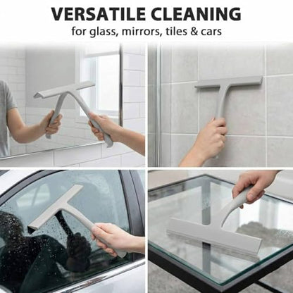 Shower Squeegee for Glass Doors, All-One-Piece Silicone Shower Squeegee with Hook Design for Easy Hanging and Cleaning (Gray) - color: Gray